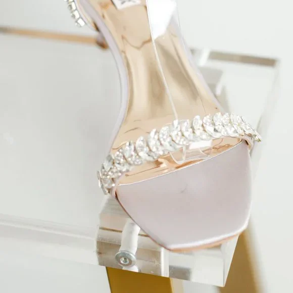 Badgley Mischka Kenya Lavender Satin Kitten Heel Women's 9.5 - Picture 3 of 14